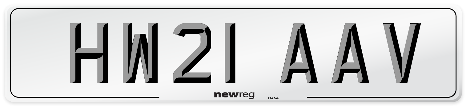 HW21 AAV Number Plate from New Reg